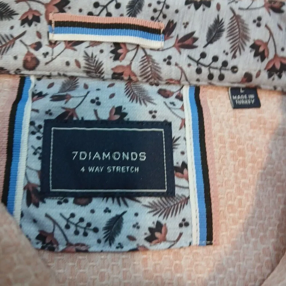 7 Diamonds 4-Way Stretch Shirt Mens Large Pink Jacquard Stretch Hybrid Textured_3